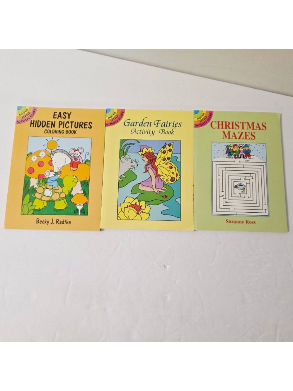3 Vtg Dover Little Activity Books Christmas Mazes Garden Fairies Coloring Book